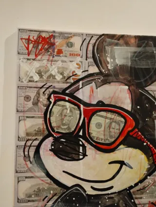 Tela Pop Mickey Mouse con banconota 100$