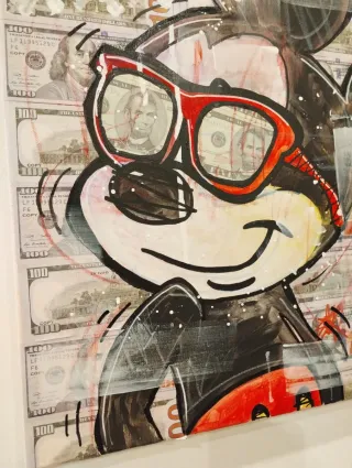 Tela Pop Mickey Mouse con banconota 100$