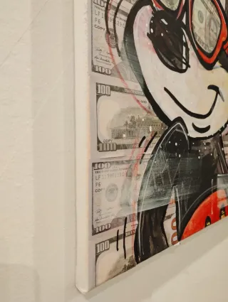 Tela Pop Mickey Mouse con banconota 100$