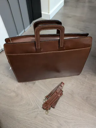 Maletín de cuero marrón 40x30