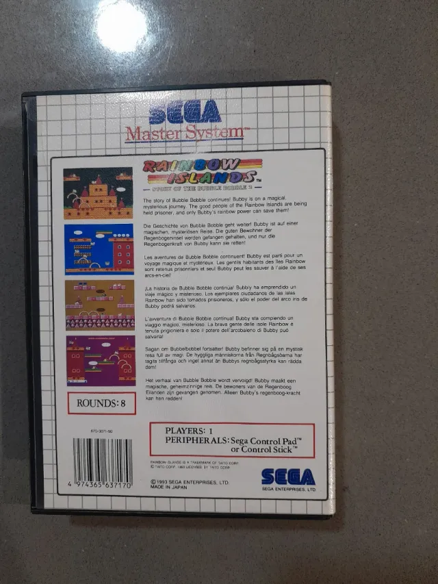 Sólo Caja Rainbow Islands Sega Master System
