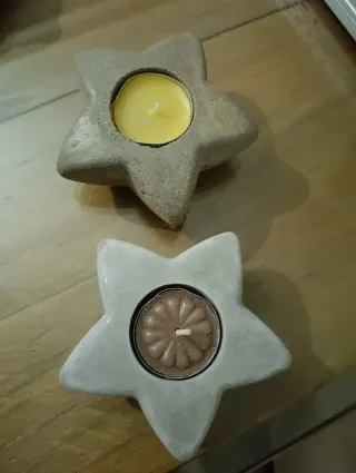 Set 2 Portacandele Stella Cemento