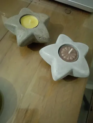 Set 2 Portacandele Stella Cemento