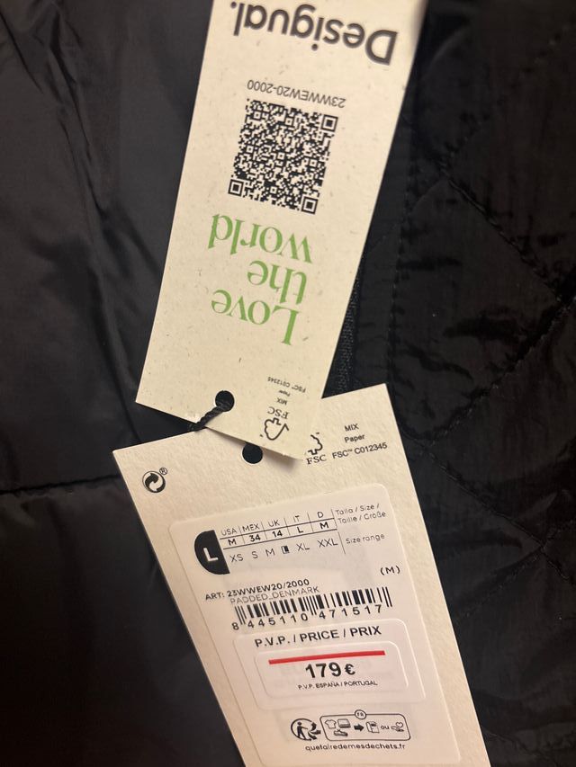 Chaquetón Desigual Negro Talla L Nuevo