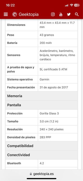 Garmin Vivoactive 3 Plata/Blanco