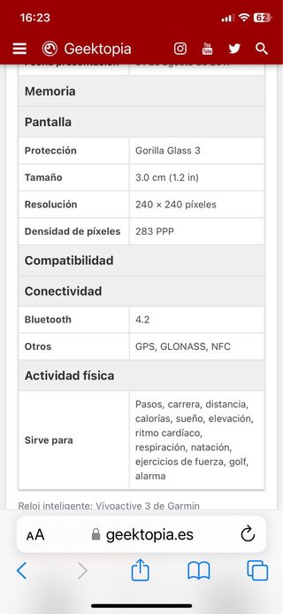 Garmin Vivoactive 3 Plata/Blanco