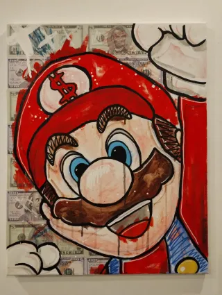 Tela Pop Art Mario Bross con Dollari