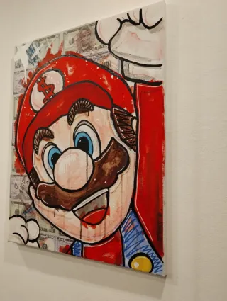 Tela Pop Art Mario Bross con Dollari
