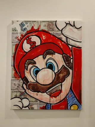 Tela Pop Art Mario Bross con Dollari