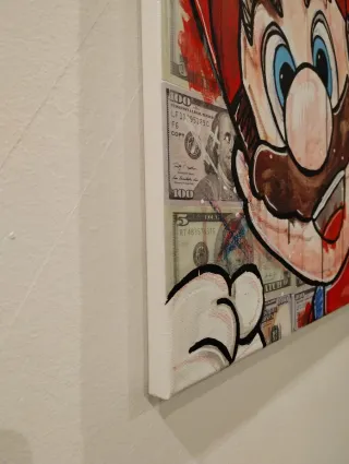 Tela Pop Art Mario Bross con Dollari