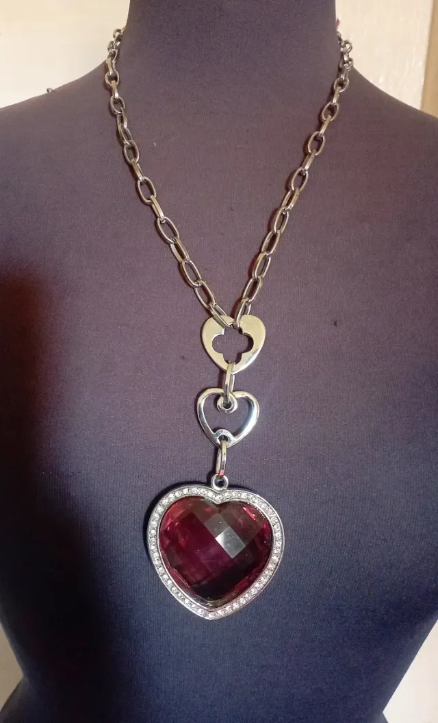 Collana con ciondolo cuore grande a zircone marron