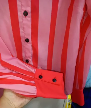 Camisa retro rayas rosas y fucsia