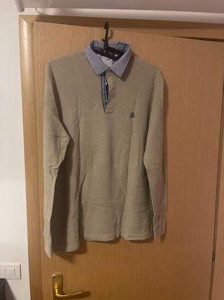 Maglia XXL beige con colletto camicia
