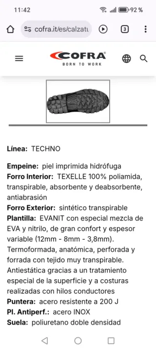 Zapatos de seguridad Cofra Techno 11