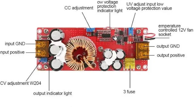 Convertidor DC-DC 1500W Elevador de Voltaje
