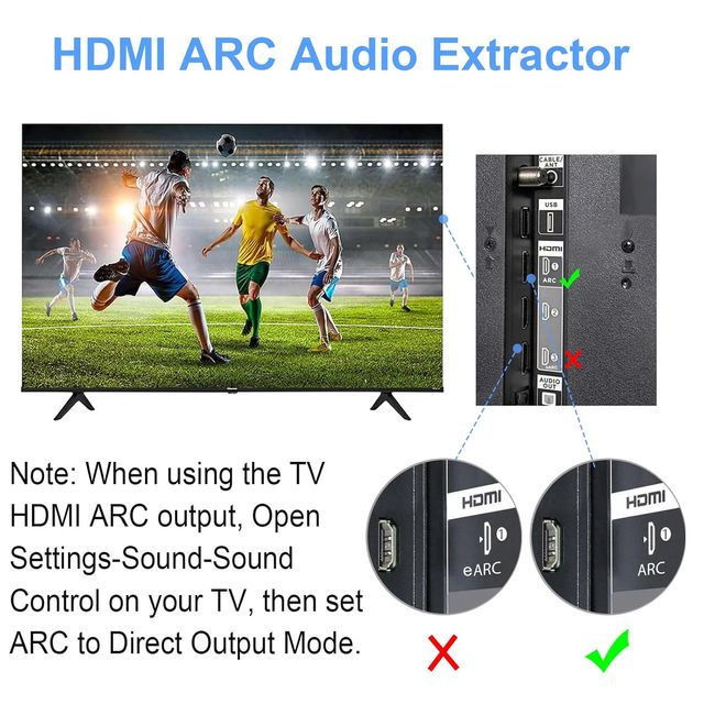 Convertidor Audio HDMI ARC a Óptico/RCA/3.5mm