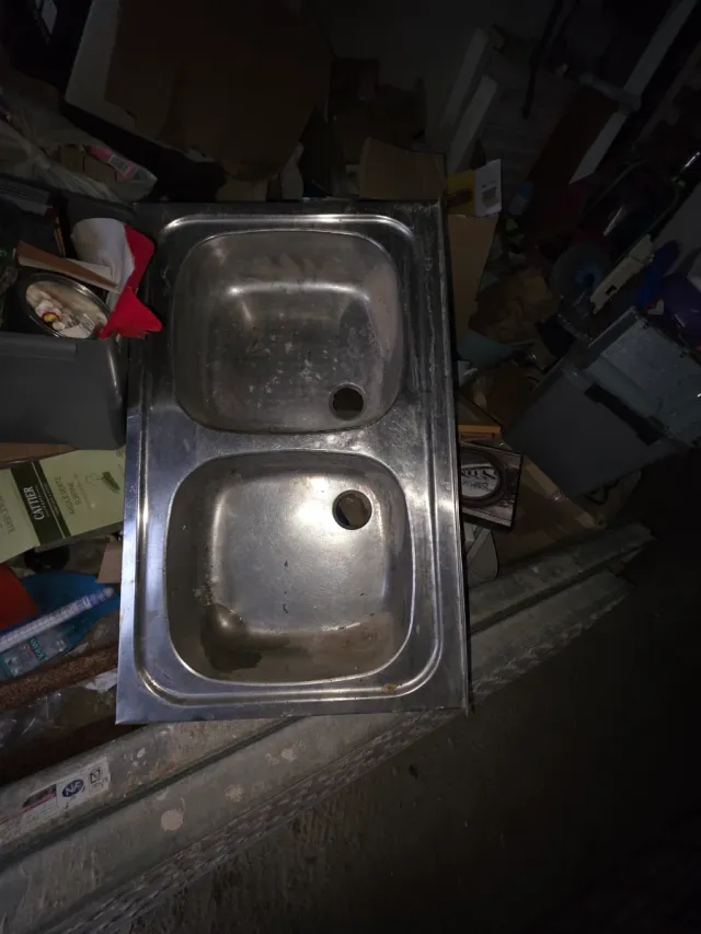 Fregadero doble seno metálico