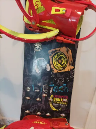 Tabla Snowboard Lib Ripper 140 con fijacione union
