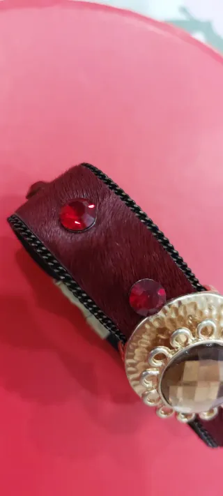 Bracciale donna con pietre rosse e oro