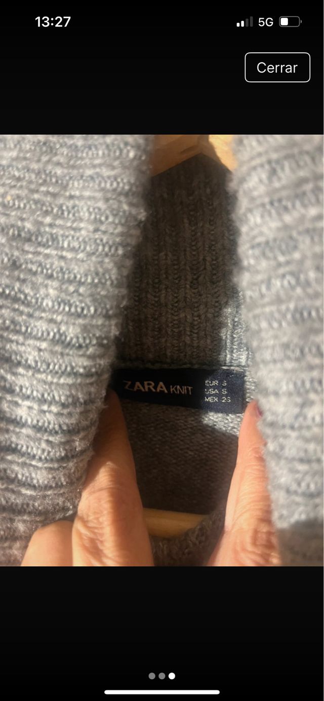 Vestido Zara Gris Cuello Alto