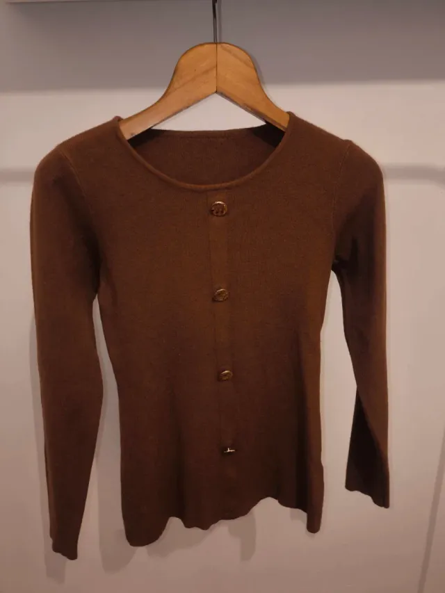 Jersey cárdigan marrón botones talla M