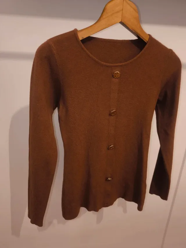 Jersey cárdigan marrón botones talla M