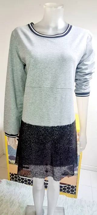 Vestido casual chic gris y negro