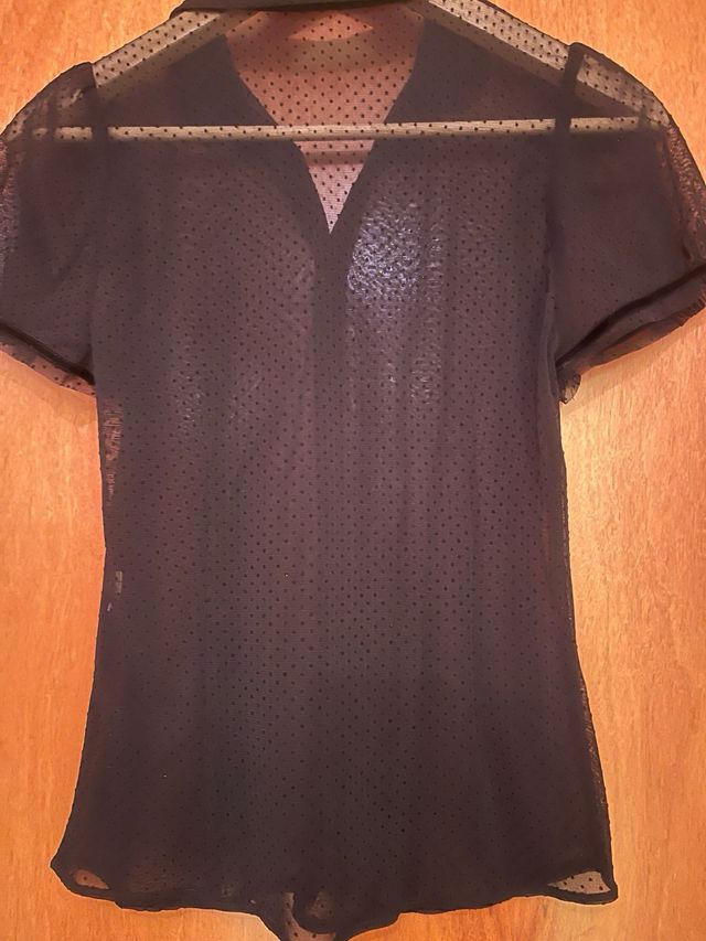 Blusa Zara transparente lunares manga corta