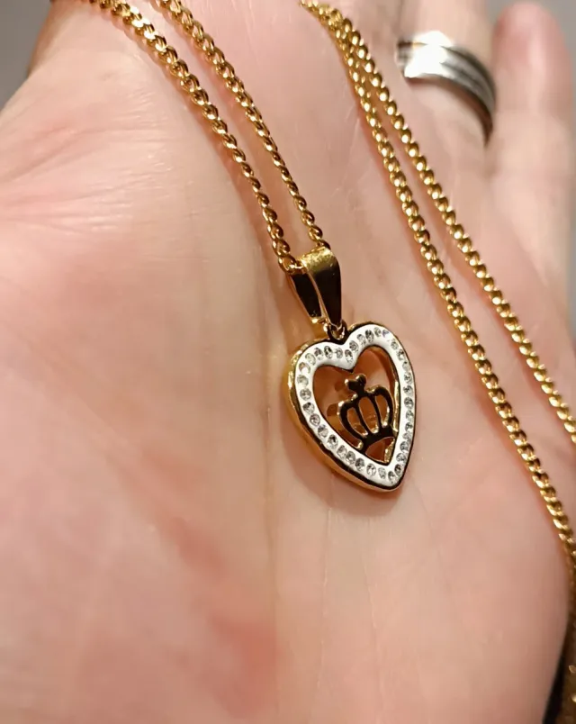 Colgante Corazón Corona Circonitas