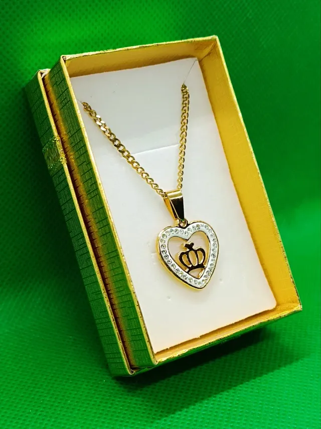 Colgante Corazón Corona Circonitas