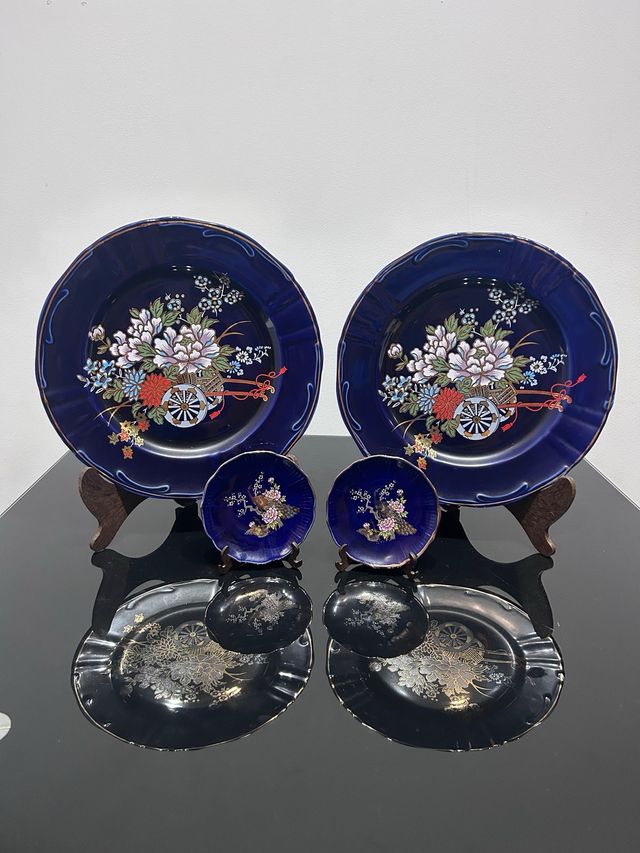 Lote Platos Decorativos Azul Cobalto