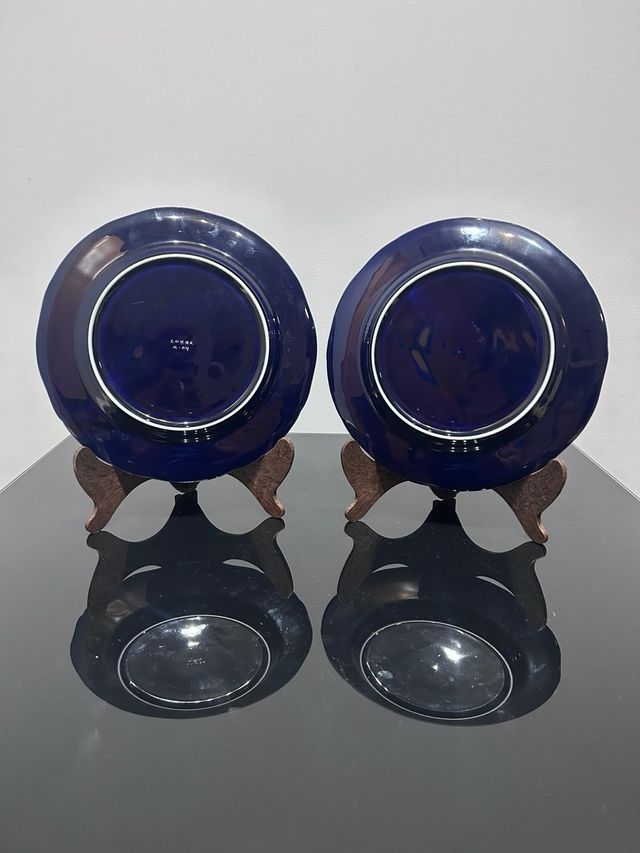 Lote Platos Decorativos Azul Cobalto