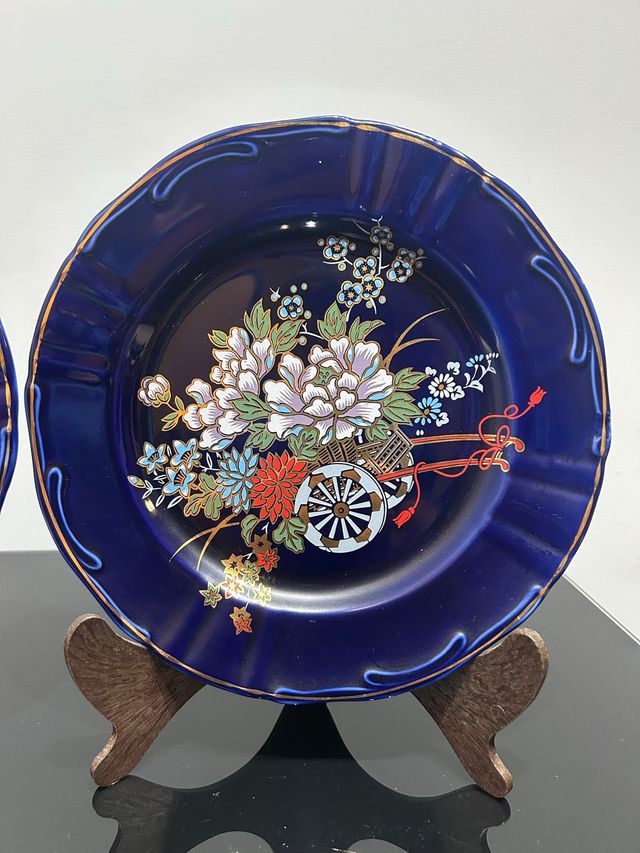 Lote Platos Decorativos Azul Cobalto