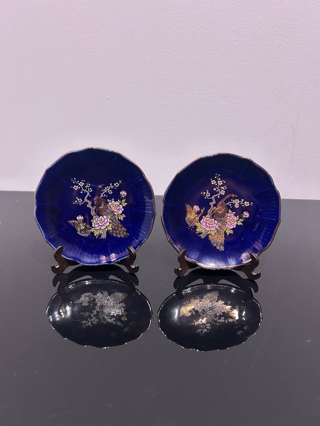 Lote Platos Decorativos Azul Cobalto