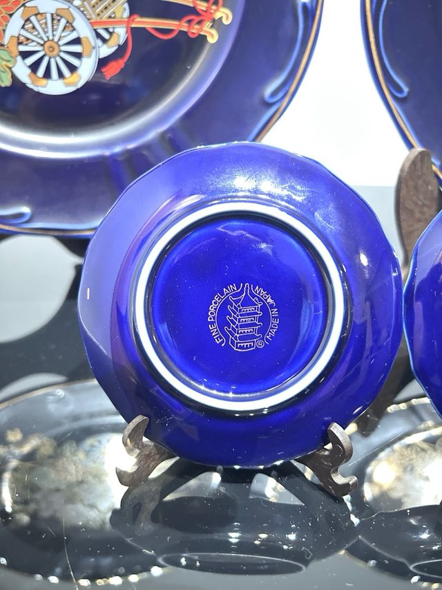 Lote Platos Decorativos Azul Cobalto