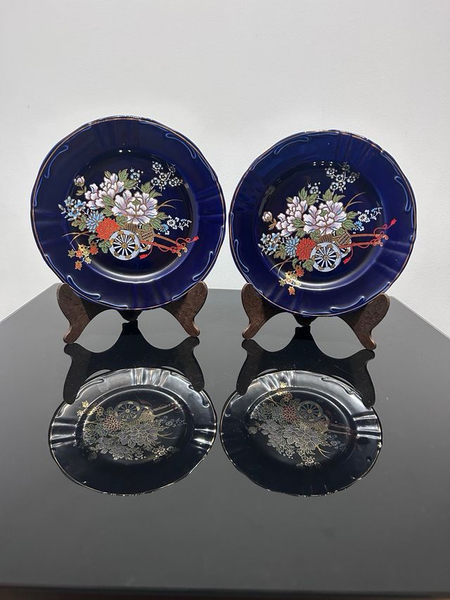 Lote Platos Decorativos Azul Cobalto