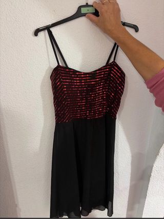 Vestido de fiesta lentejuelas rojo y negro Talla M