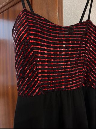 Vestido de fiesta lentejuelas rojo y negro Talla M