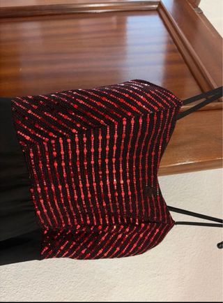 Vestido de fiesta lentejuelas rojo y negro Talla M