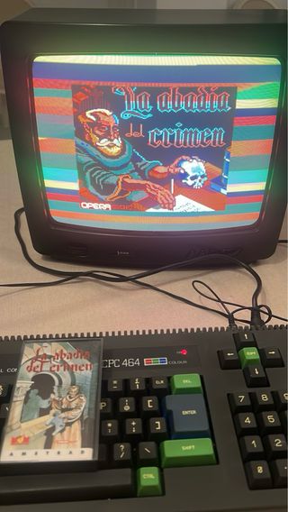 AMSTRAD CPC 464 TASTIERA ALTA + TV + CABLAGGIO