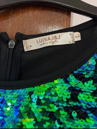 Vestido Negro con Lentejuelas Verdes