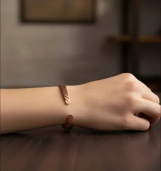 Pulsera Cobre Trenzada Estilo Cuf