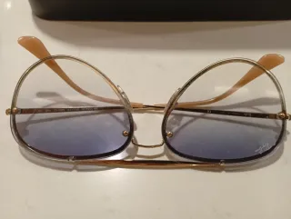 Gafas Ray-Ban Aviador Dorado Lentes Azules