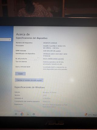 Portátil ASUS i7 Gris/Plata