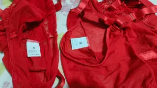 Body lencería rojo con tirantes