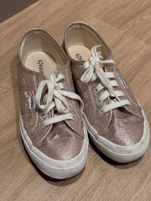 Superga Rosegold Glitter Talla 38