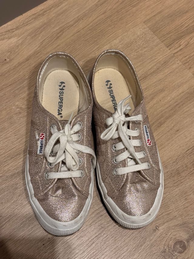 Superga Rosegold Glitter Talla 38