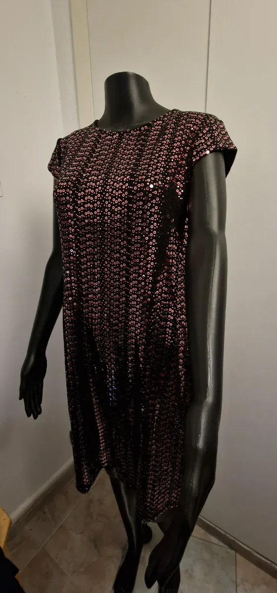 Vestido lentejuelas negro y rosa