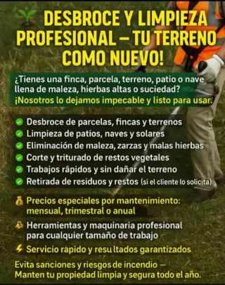 Servicio de desbroce y mantenimiento de fincas