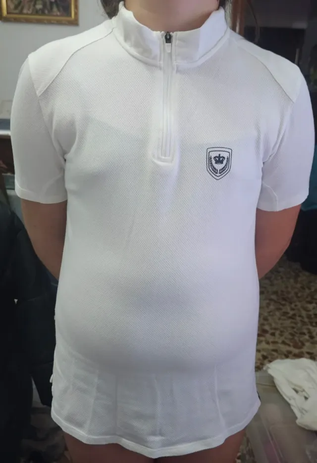 Polo blanco equitación manga corta